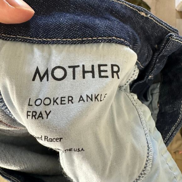 MOTHER RACER STRIPE "INSIDER CROP STEP FRAY" JEANS - Picture 5 of 7